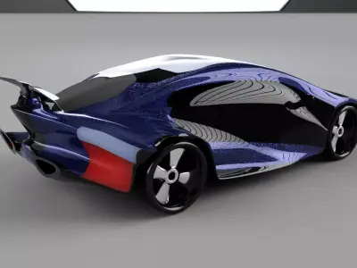 car high poly futuristic electric Low-poly 3D model
