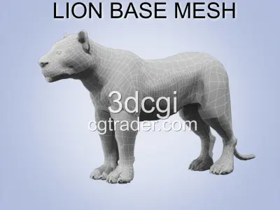 Lion Big Cat base mesh 3d model Low-poly 3D model