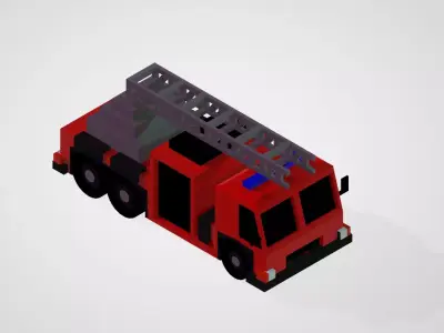 LOW POLY TRUCK fire Low-poly 3D model