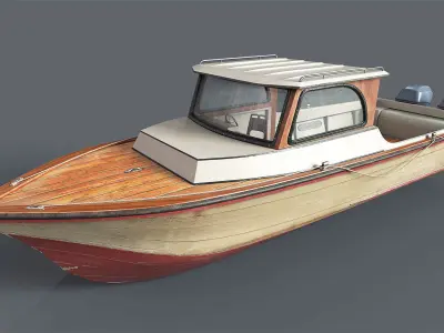 Motor Boat Low-poly 3D model