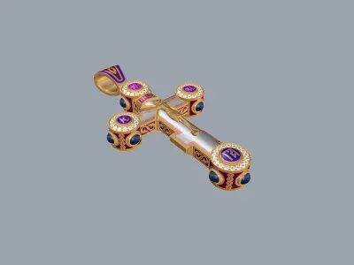 Luxury orthodox cross pendant 3D print model