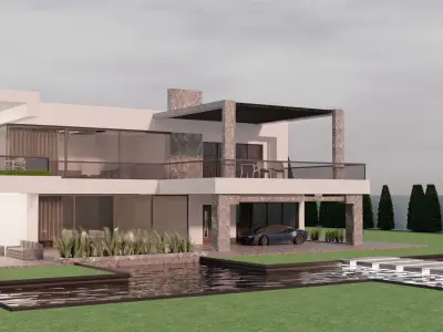 Modren house design Free low-poly 3D model