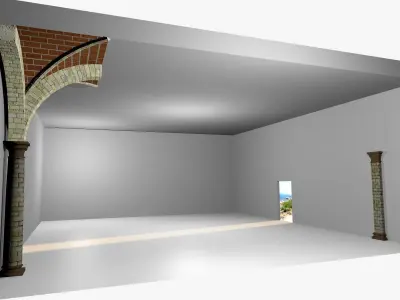 Vaulting 2-4  Romanic  750cm spaced   thin arches and thin curbs Low-poly 3D model