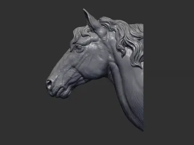 Horse with a mane 3D print model