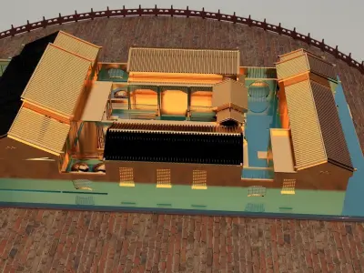 Chinese ancient courtyard house  3D model