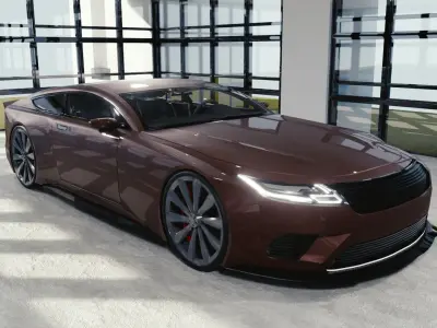 BLENDER EEVEE Brandless Sports GT coupe Low-poly 3D model