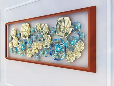 Decorative Metal stainless plants with gold   M 21 3D model