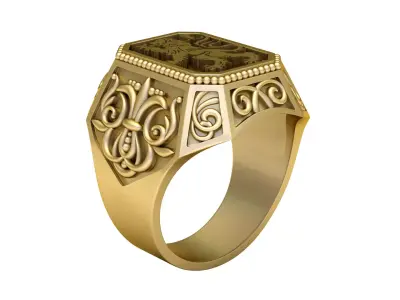 LION SIGNET RING 3D PRINTABLE MODEL  3D print model