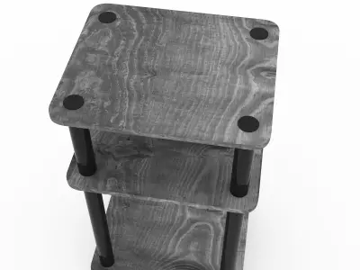 FURINNO Just 3-Tier End Table 1-Pack  French Oak Black Free low-poly 3D model