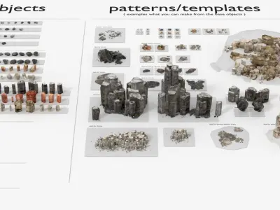 Game and render ready rock pack with 2 LOD phase Low-poly 3D model