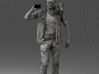 000304 Detective with Parrot 1101 3dp 3D print model
