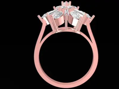 Luxury Flower Diamond Ring for Women 2434 3D print model