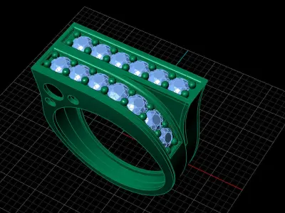 Print Ready STL 3DM  Gents Rings Diamond Men Ring  3D print model 82