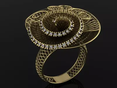 Ultra Vision Ring Gold Jewelry 3D print model 7