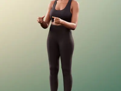 Micaela 11406 - 4 Texturevariations - Black Woman Sporty Outfit 3D model