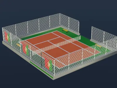 Tennis Court - Portugal Low-poly 3D model