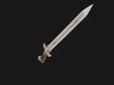 Elven Ceremonial Sword High Poly Decorative Blade Low-poly 3D model