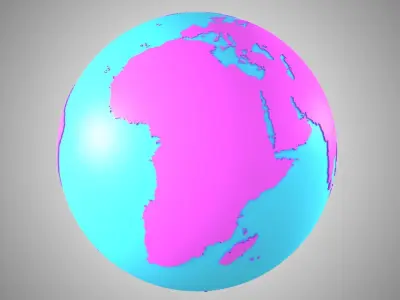 Solid Color Pink Blue Globe 3D model