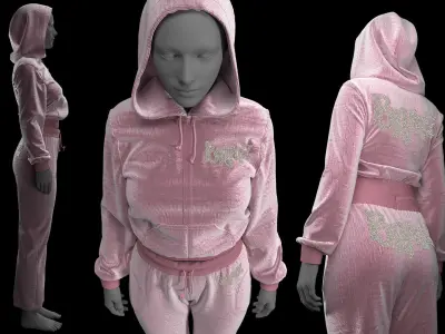 Pink Tracksuit  with Bratz Logo Fitted to Gen8 Body Mesh 3D model