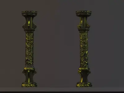Dragon Pillar Panlong ancient stone pillar stone carving 3D model