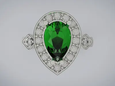 Emerald ring 3D print model 4