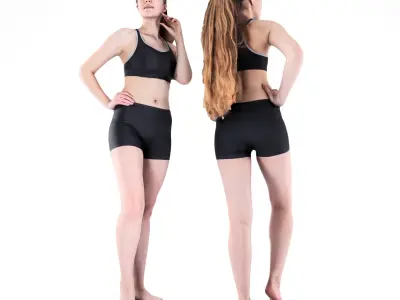 Young sporty woman smiling 51 Low-poly 3D model