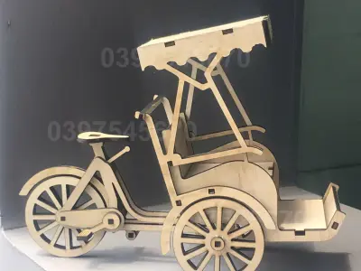 3D laser cut wooden cyclo puzzle model 3D model