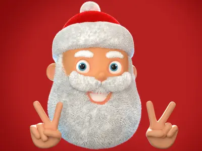 Animated Santa Peace Sign Low-poly 3D model