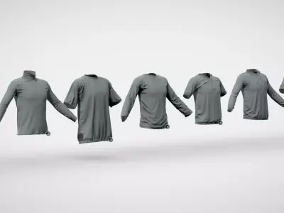 11 Basic LowPoly T-Shirts Pack 3D model