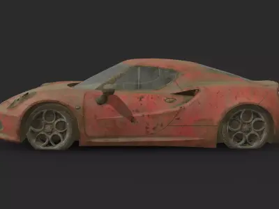 Abandoned Car - Alfa Romeo 4C Low-poly 3D model
