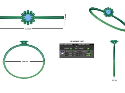 Women Bangle Bracelets Bracelet 3dm STL OBJ FBX Render Details 3D print model