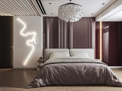 bedroom-number1falsafi modern bedroom with walls and wooden f... 3D model