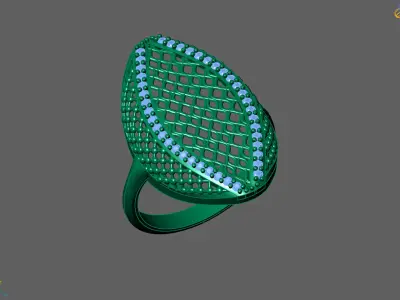 Women Ring With Stone Diamond Ready STL 3DM Models Womens Rings 3D print model get