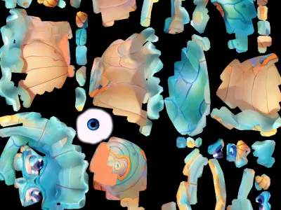 Cartoon SeaShell Low-poly 3D model