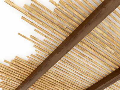 Ceiling bamboo long beam n1 3D model
