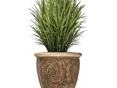 Ornamental bushes in classic flowerpots for parks and garden 494 3D model