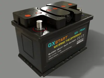 PBR Car Battery - Black Low-poly 3D model