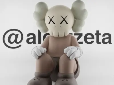 Kaws Companion Watching Textured Low-poly 3D model