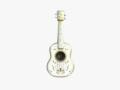 Cartoon Mexican Guitar A05 White Gold - Music Instrument Design Low-poly 3D model