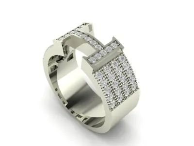H diamond men ring 3D print model