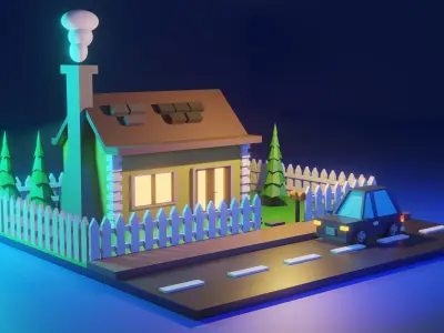 3D Villa Cartoon Model Low-poly 3D model