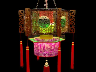 Chinese palace lantern 3D model 6