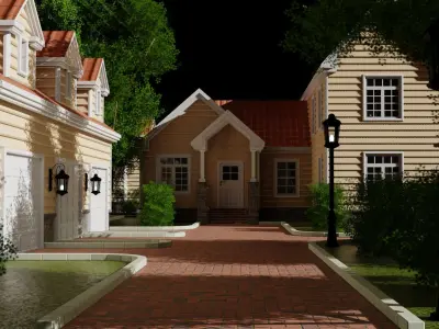 Classic house american style low poly Low-poly 3D model