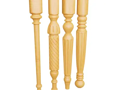 Balusters set of gold candlesticks 3D model