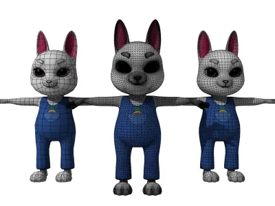 White Bunny Low-poly 3D model