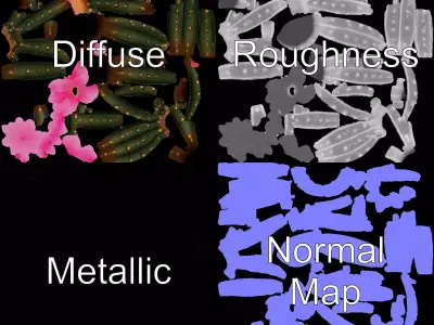 Flowering Cactus Plant model pack Low-poly 3D model