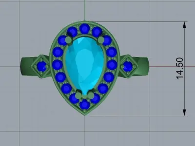 Emerald ring 3D print model 4