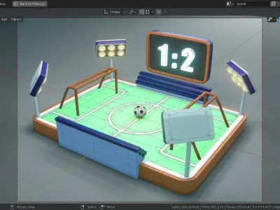 Football-Soccer Field  Low-poly 3D model