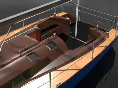 Sailboat floating in water Free 3D model