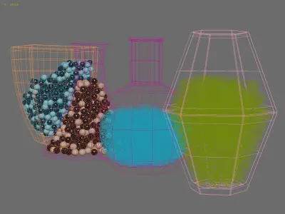 Glass vases with balls 3D model